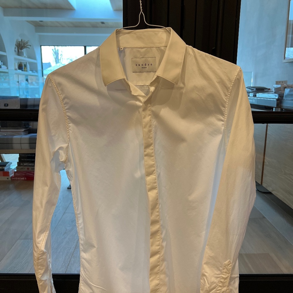 Sandro Men’s Dress Shirt. White. Size 39